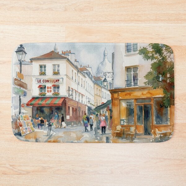 Item preview, Visiting Montmartre - Paris Watercolor Painting designed and sold by caracatita75.