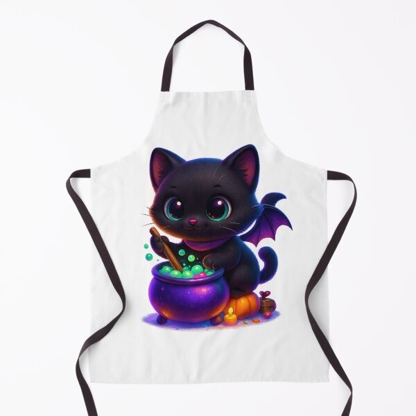 Item preview, Magical Cat Stirring Cauldron | Kawaii Witch Kitty with Neon Bubbles designed and sold by PrintCreations9.