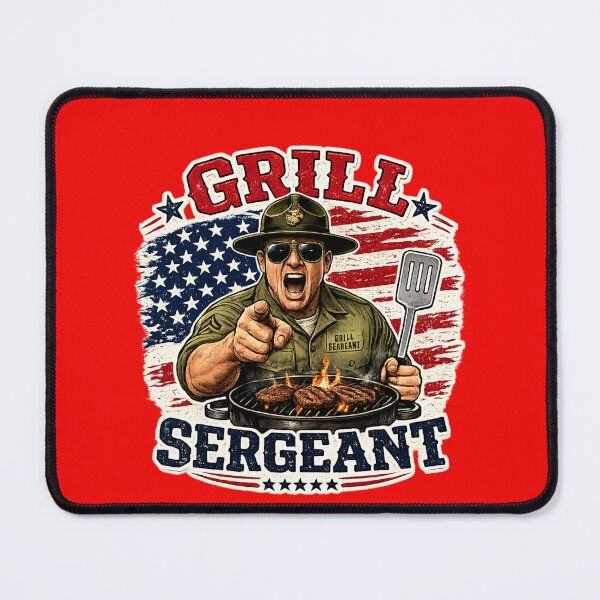Item preview, Grill Sergeant Funny 4th of July Shirt – BBQ Patriotic T-Shirt, Red White & Blue Cookout Humor designed and sold by Laughprints.