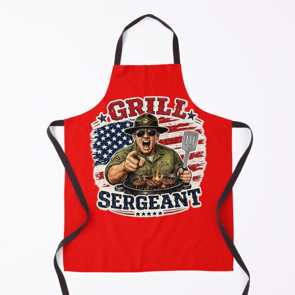 Item preview, Grill Sergeant Funny 4th of July Shirt – BBQ Patriotic T-Shirt, Red White & Blue Cookout Humor designed and sold by Laughprints.