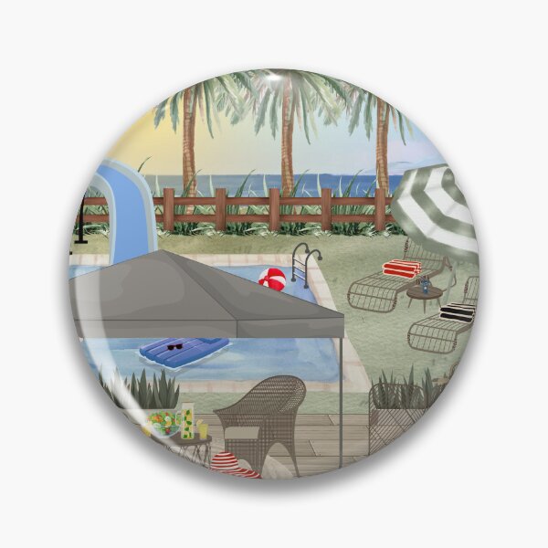 Item preview, Aesthetic Tropical Poolside Illustration designed and sold by HBBS DESIGNS.