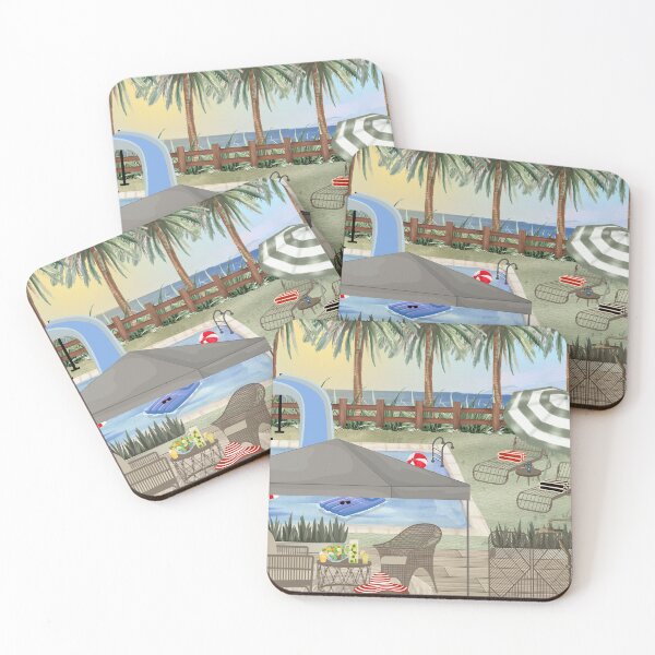 Item preview, Aesthetic Tropical Poolside Illustration designed and sold by HBBS DESIGNS.