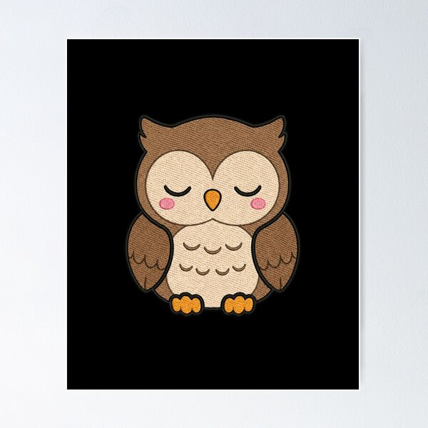 Item preview, Cute Kawaii Sleepy Owl – Adorable Sleeping Owl | Minimal Embroidery Style designed and sold by ColorSplash123.