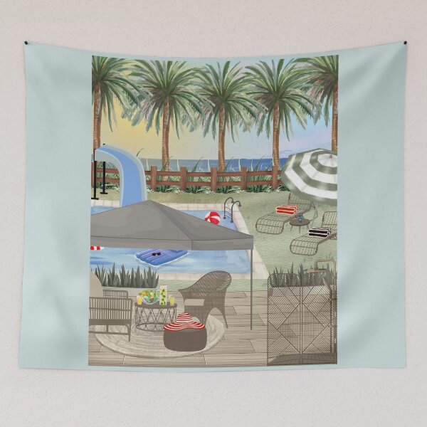Item preview, Aesthetic Tropical Poolside Illustration designed and sold by HBBS DESIGNS.