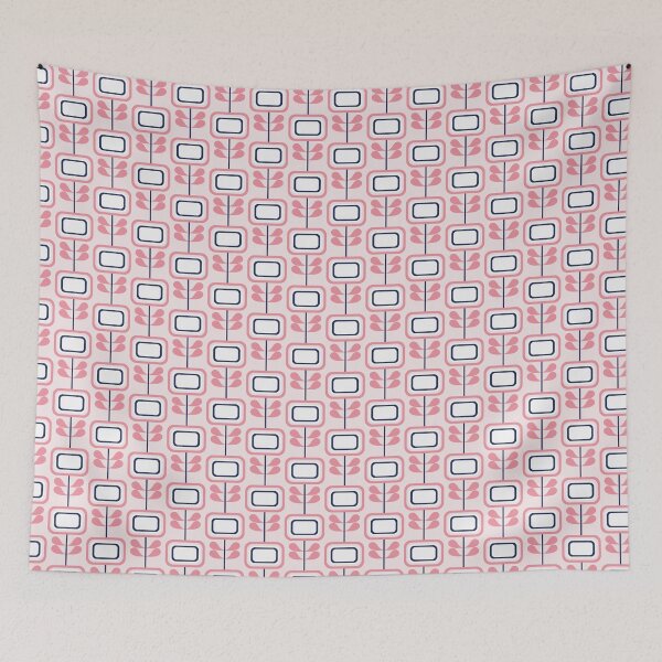 Item preview, Retro Pink Square Flowers Floral Pattern designed and sold by winterpumpkin.