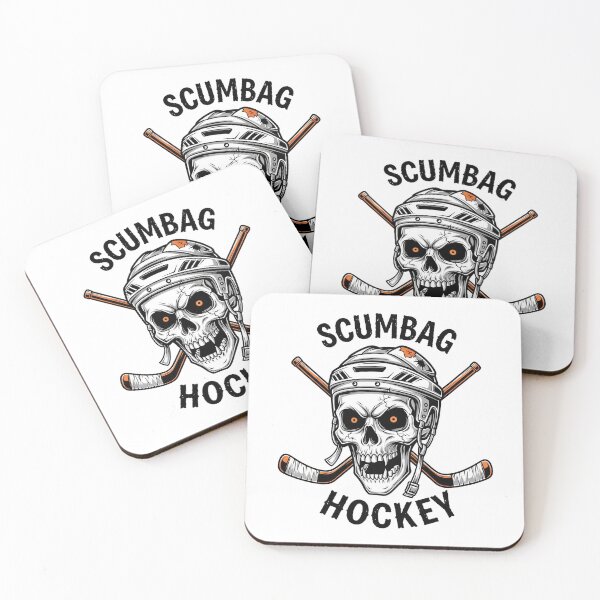 Item preview, Scumbag Hockey Skull - White Helmet Edition with Crossed Sticks designed and sold by Threadnovax.
