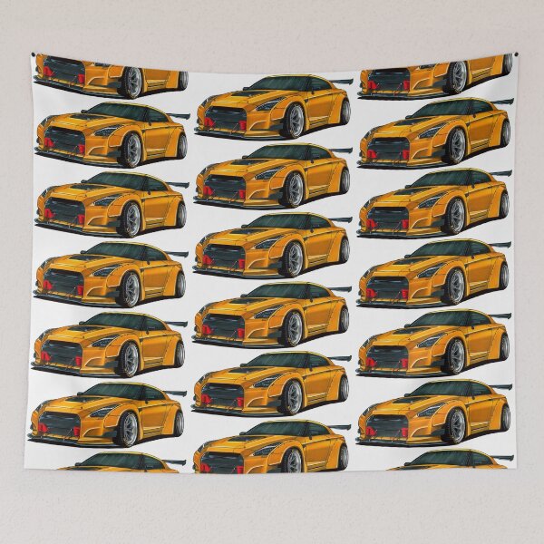 Item preview, Exclusive drawing legendary modified jdm gold sport car GT-R R35 Coupe VR38DETT Twin-turbo V6 engine designed and sold by Cars23.