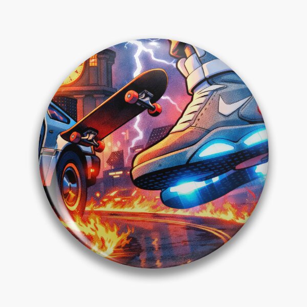 Item preview, Retro Sneaker Skateboard DeLorean Lightning Sci-Fi Poster designed and sold by Cine8.