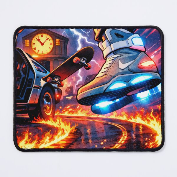 Item preview, Retro Sneaker Skateboard DeLorean Lightning Sci-Fi Poster designed and sold by Cine8.