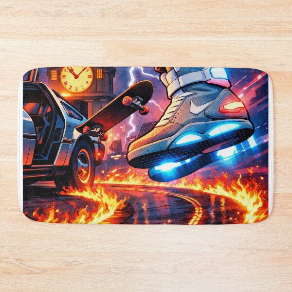 Item preview, Retro Sneaker Skateboard DeLorean Lightning Sci-Fi Poster designed and sold by Cine8.