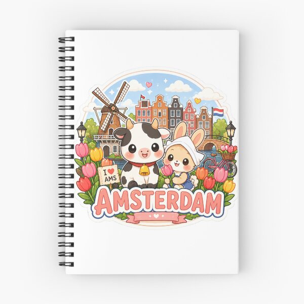Item preview, Cute Amsterdam Cow & Bunny Sticker – Dutch Kawaii Tulip Design designed and sold by ZYNORAworld.