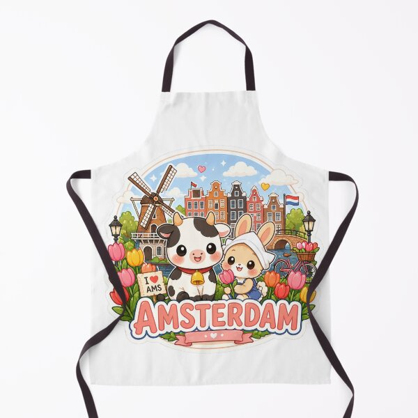 Item preview, Cute Amsterdam Cow & Bunny Sticker – Dutch Kawaii Tulip Design designed and sold by ZYNORAworld.