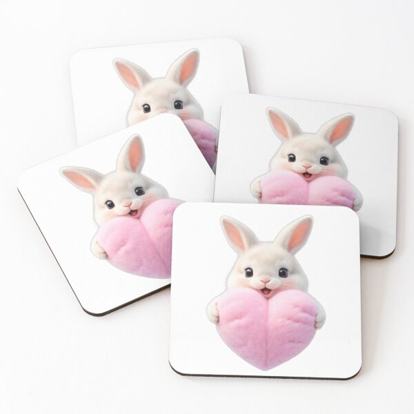 Item preview, Cute Bunny Holding a Big Fluffy Pink Heart - Romantic Kawaii Rabbit designed and sold by lovelistivkaa.