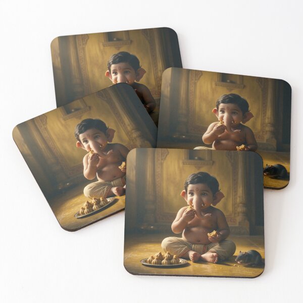 Item preview, Baby Ganesha with Modak Cute Hindu Art designed and sold by Paramita Sen.