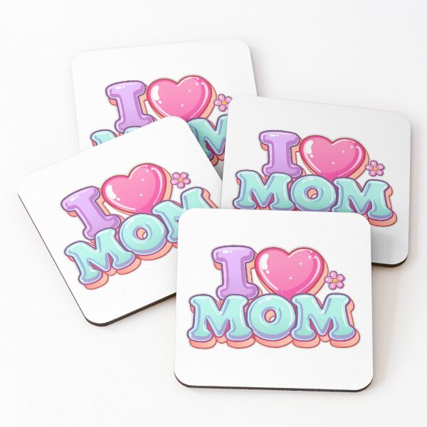 Item preview, I Love Mom Kawaii Heart Retro Pastel Typography designed and sold by Lu7u.