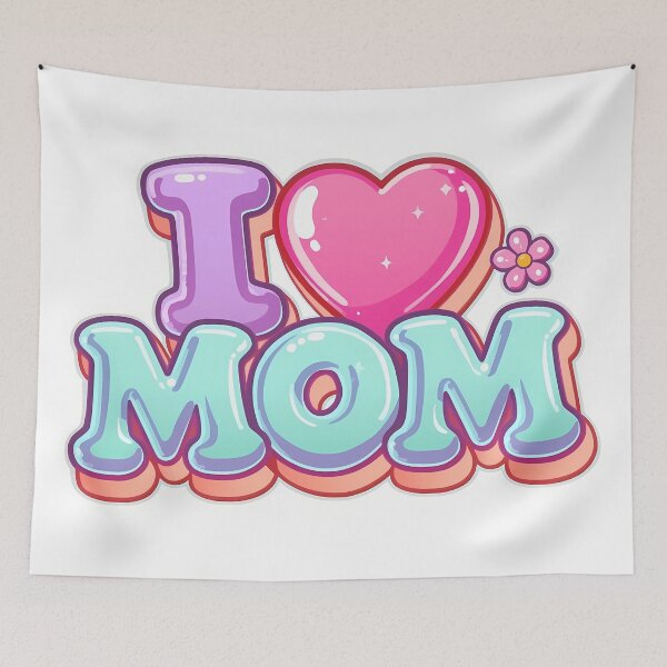 Item preview, I Love Mom Kawaii Heart Retro Pastel Typography designed and sold by Lu7u.