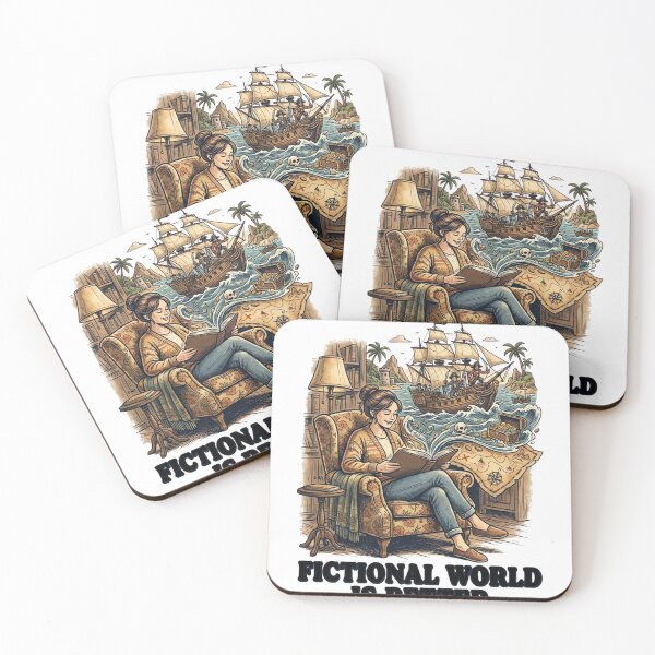 Item preview, Fictional World is Better – Vintage Pirate Book Lover Illustration designed and sold by urbinet.