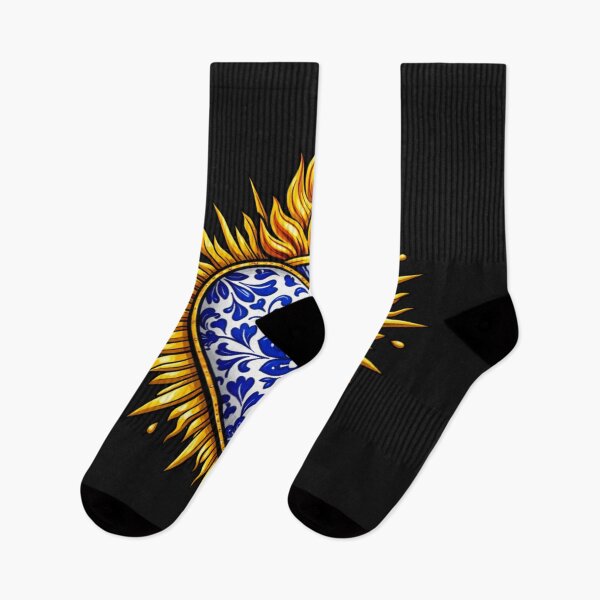 Item preview, Fiery Heart with Blue Floral Pattern Art designed and sold by Tsugraf Designs.