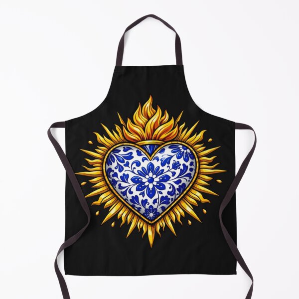 Item preview, Fiery Heart with Blue Floral Pattern Art designed and sold by Tsugraf Designs.