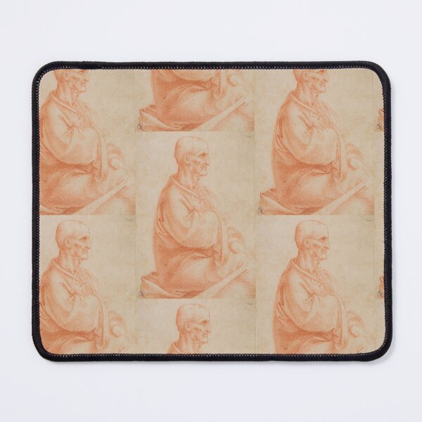 Item preview, Vecchio Seduto Visto Di Profilo by Leonardo da Vinci Seated Old Man in Profile Renaissance Drawing Print designed and sold by artofuniverse.