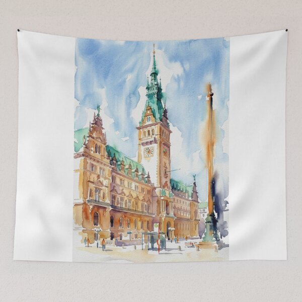 Item preview, Hamburg City Hall Watercolor designed and sold by caracatita75.