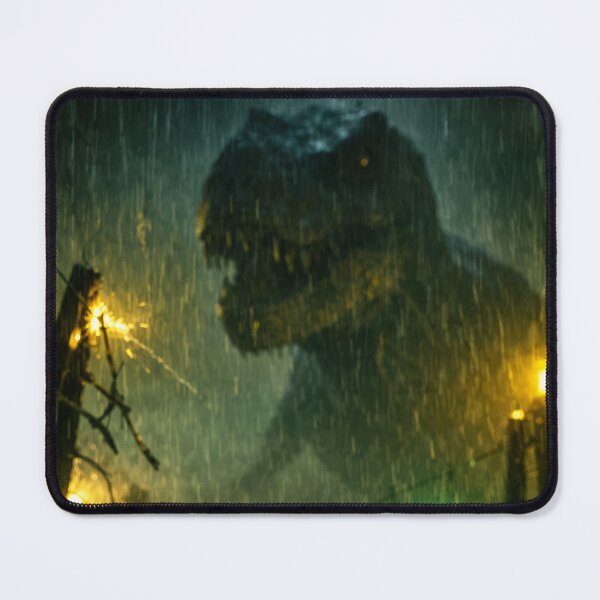 Item preview, T-Rex Rainy Night Water Glass Vibrating Dinosaur Poster designed and sold by Cine8.