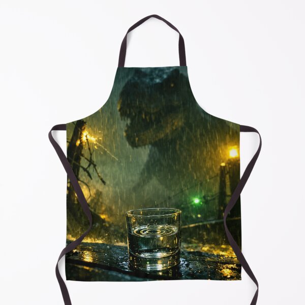 Item preview, T-Rex Rainy Night Water Glass Vibrating Dinosaur Poster designed and sold by Cine8.