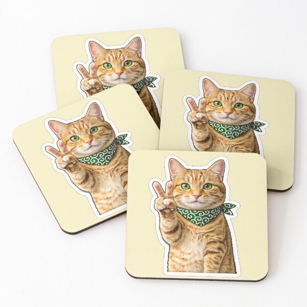 Item preview, Kawaii Japanese Cat with Green Karakusa Bandana designed and sold by SakuraMarket26.