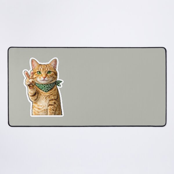 Item preview, Kawaii Japanese Cat with Green Karakusa Bandana designed and sold by SakuraMarket26.