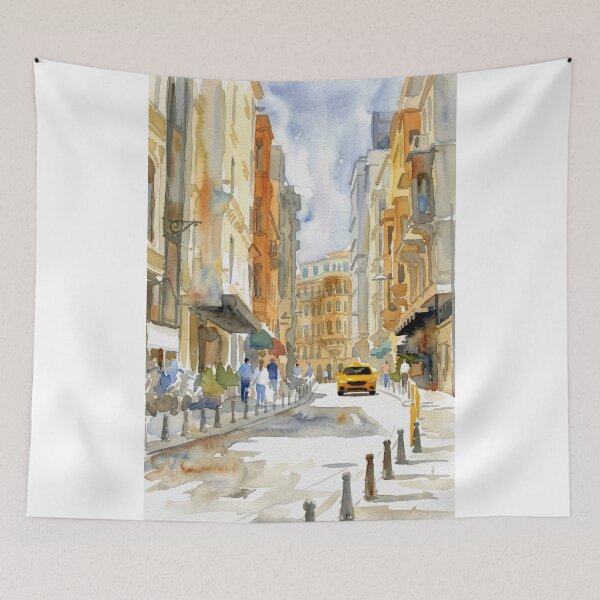 Item preview, Istanbul Golden Street Watercolor designed and sold by caracatita75.