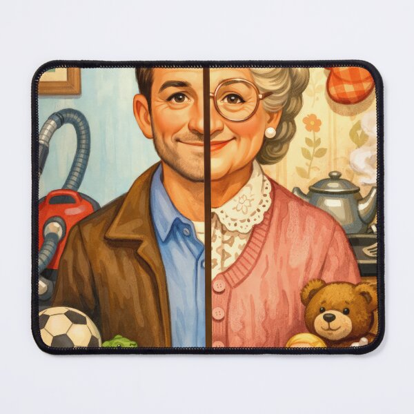 Item preview, Split Face Man Disguised Elderly Nanny Comedy Film Poster designed and sold by Cine8.