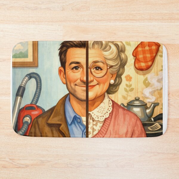 Item preview, Split Face Man Disguised Elderly Nanny Comedy Film Poster designed and sold by Cine8.