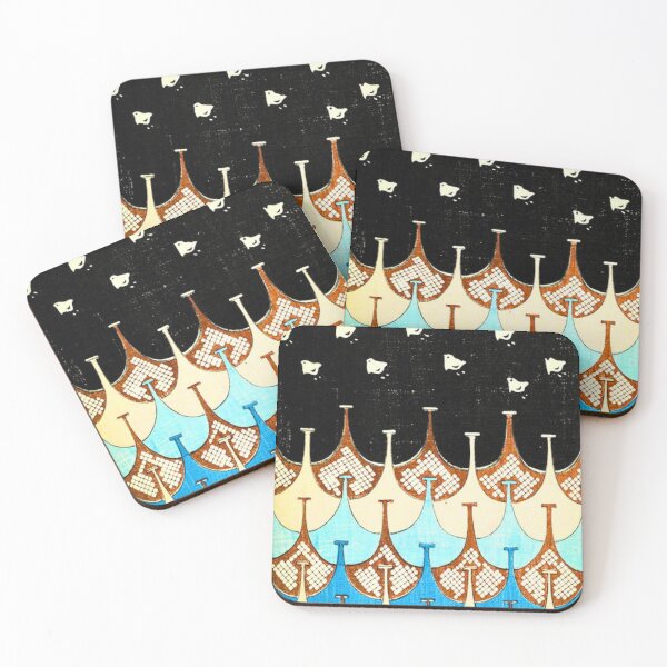 Item preview, Nesting — White Birds Over Japanese Scale Pattern Black & Blue designed and sold by LouDSarG.