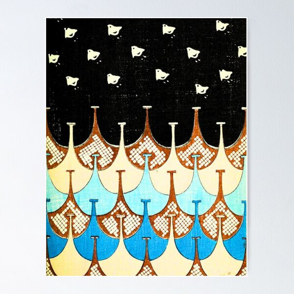 Item preview, Nesting — White Birds Over Japanese Scale Pattern Black & Blue designed and sold by LouDSarG.