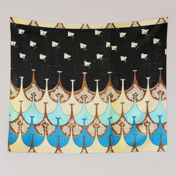 Item preview, Nesting — White Birds Over Japanese Scale Pattern Black & Blue designed and sold by LouDSarG.