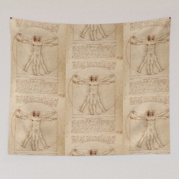 Item preview, Vitruvian Man by Leonardo da Vinci – Renaissance Anatomy Drawing Art Print designed and sold by artofuniverse.