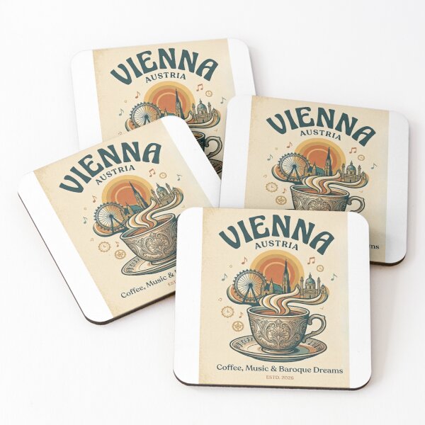 Item preview, Vienna Austria Vintage Travel Poster - Retro Coffee & Music designed and sold by Zeyzep.