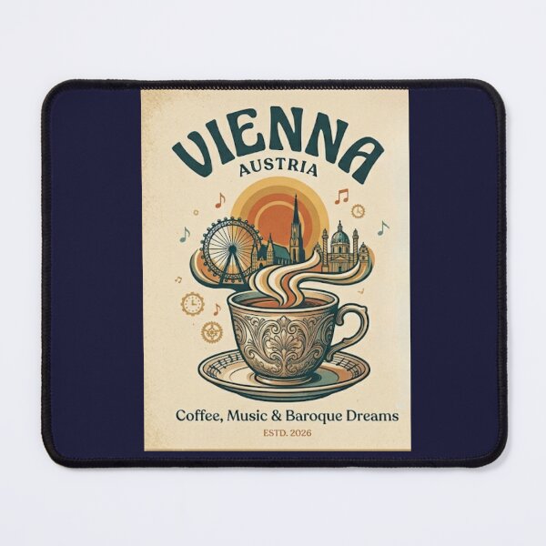 Item preview, Vienna Austria Vintage Travel Poster - Retro Coffee & Music designed and sold by Zeyzep.