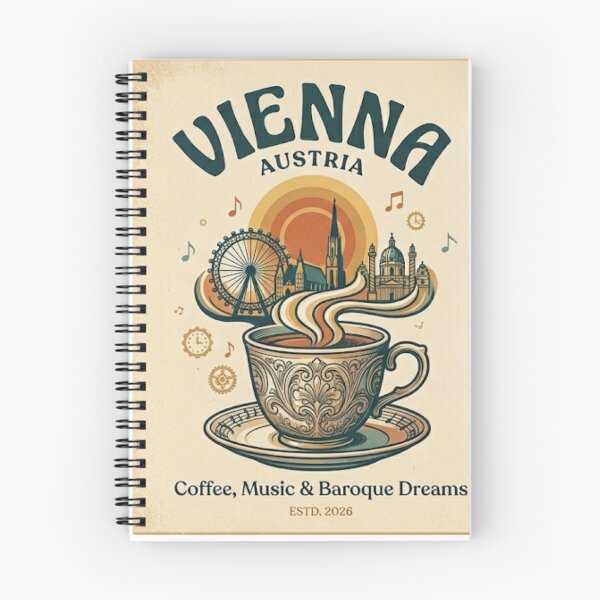 Item preview, Vienna Austria Vintage Travel Poster - Retro Coffee & Music designed and sold by Zeyzep.