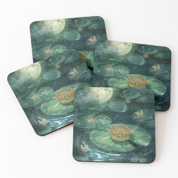 Item preview, Frog Prince Moonlit Lily Pond Fairycore Art designed and sold by Deezyned.