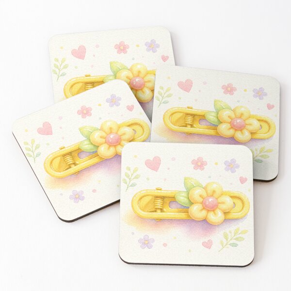 Item preview, Cute Yellow Flower Hair Clip with Leaves | Soft Pastel Watercolor Floral Illustration designed and sold by Minerva92.