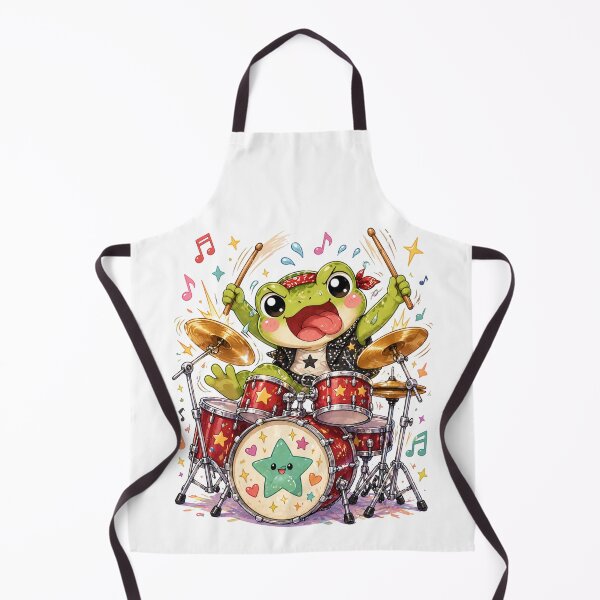 Item preview, Crazy Kawaii Frog Drummer | Funny Frog Playing Drums designed and sold by MarekoraStudio.
