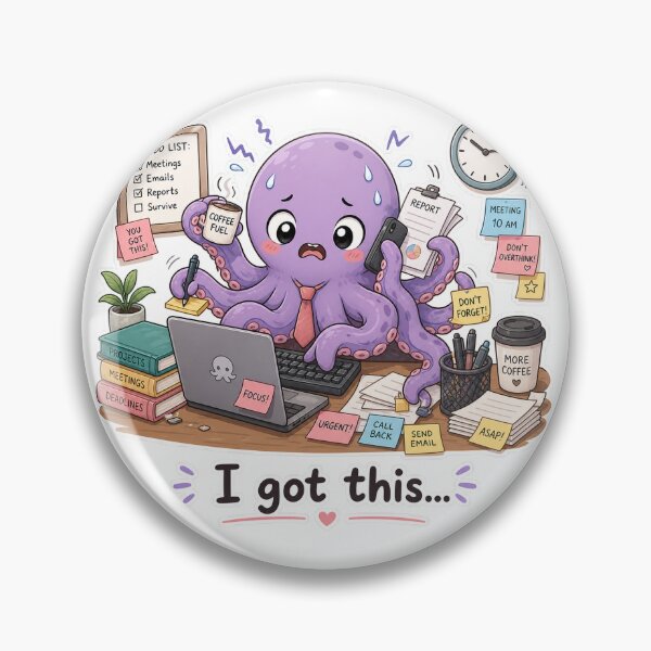 Item preview, Cute Octopus Multitasking Office Chaos Work Mood designed and sold by Sadia  Jannat.