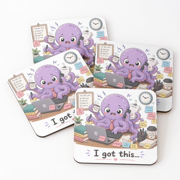 Item preview, Cute Octopus Multitasking Office Chaos Work Mood designed and sold by Sadia  Jannat.