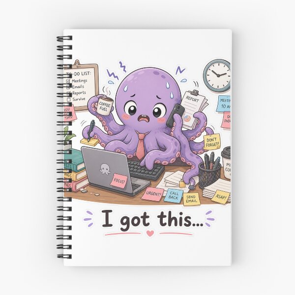 Item preview, Cute Octopus Multitasking Office Chaos Work Mood designed and sold by Sadia  Jannat.