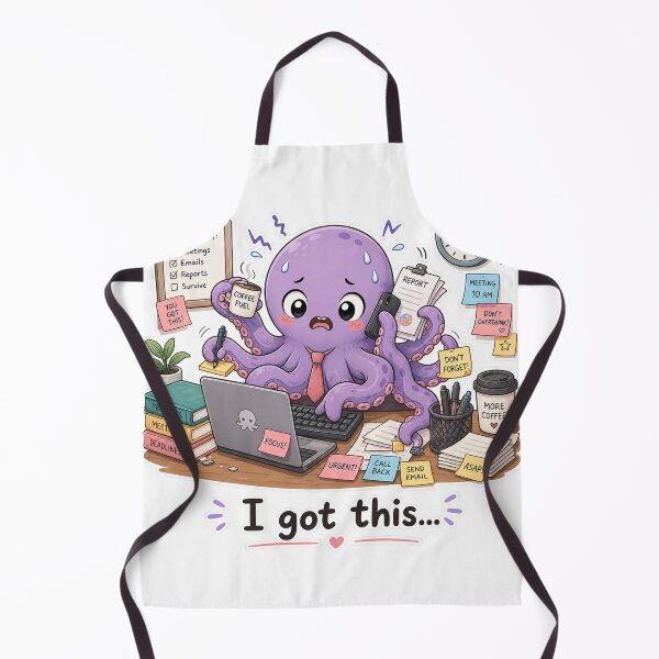 Item preview, Cute Octopus Multitasking Office Chaos Work Mood designed and sold by Sadia Jannat.