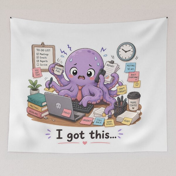 Item preview, Cute Octopus Multitasking Office Chaos Work Mood designed and sold by Sadia  Jannat.