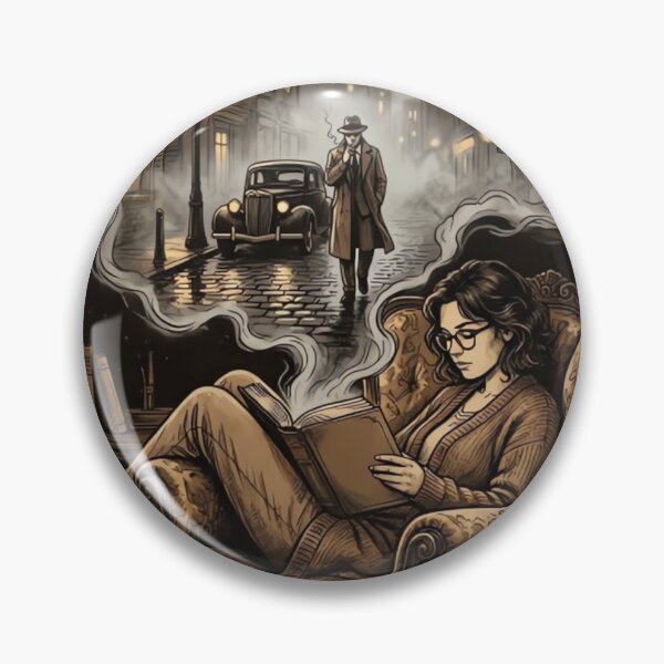 Item preview, Fictional World is Better Vintage Noir Book Lover Illustration designed and sold by urbinet.