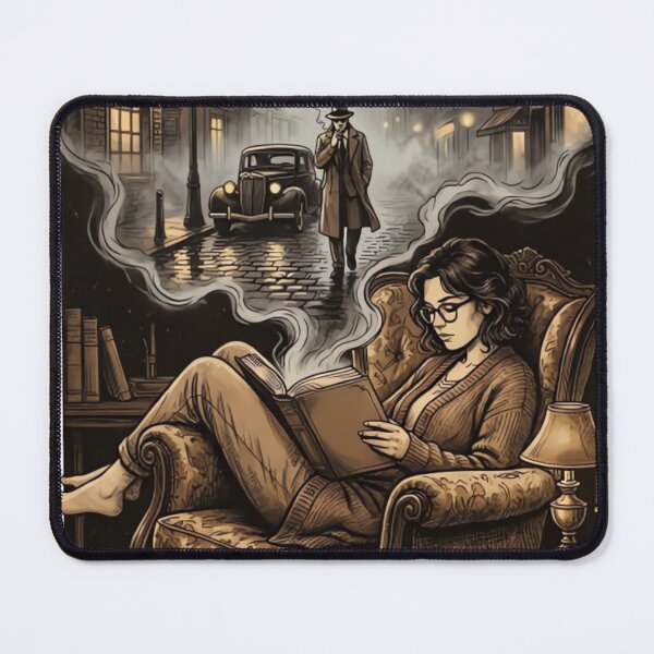 Item preview, Fictional World is Better Vintage Noir Book Lover Illustration designed and sold by urbinet.