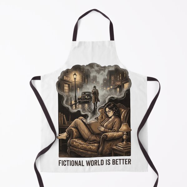 Item preview, Fictional World is Better Vintage Noir Book Lover Illustration designed and sold by urbinet.